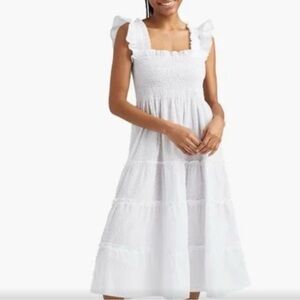 Ellie Nap Midi Ruffle Dress in Dreamy Sheer White Swiss Dot